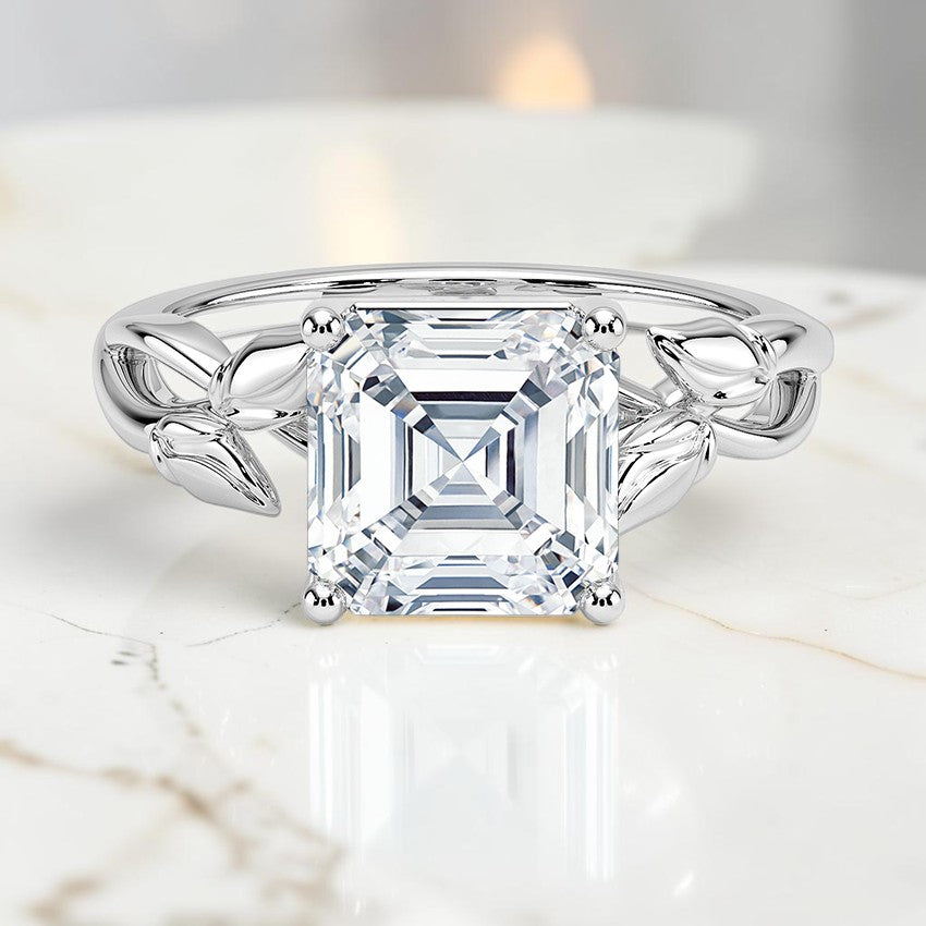 Budding Florence Solitaire Ring in 14K White Gold