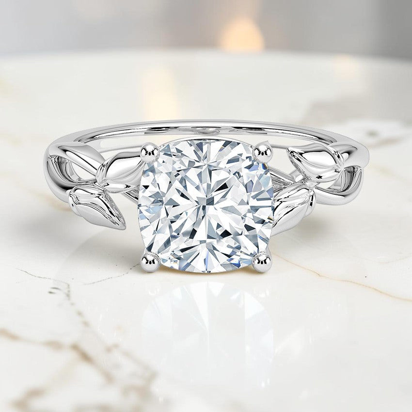 Budding Florence Solitaire Ring in 14K White Gold