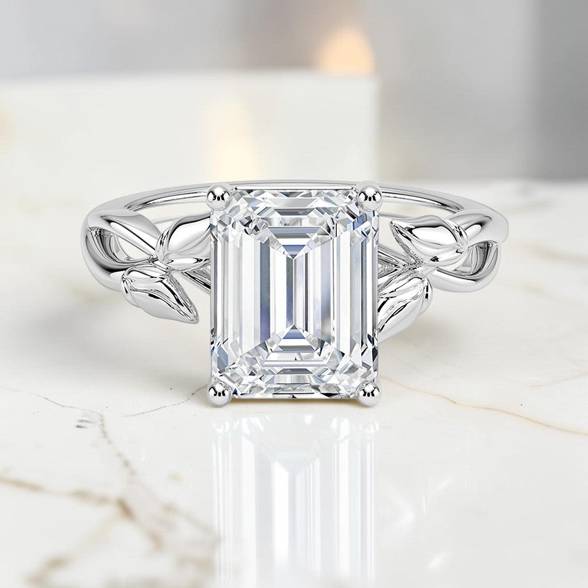 Budding Florence Solitaire Ring in 14K White Gold
