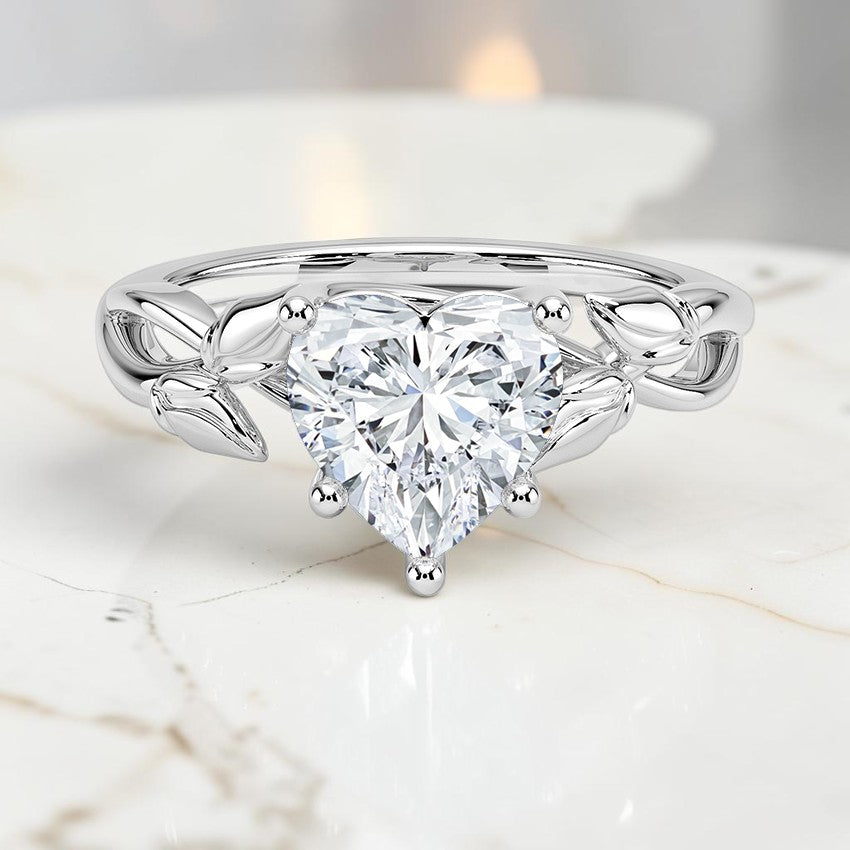 Budding Florence Solitaire Ring in 14K White Gold