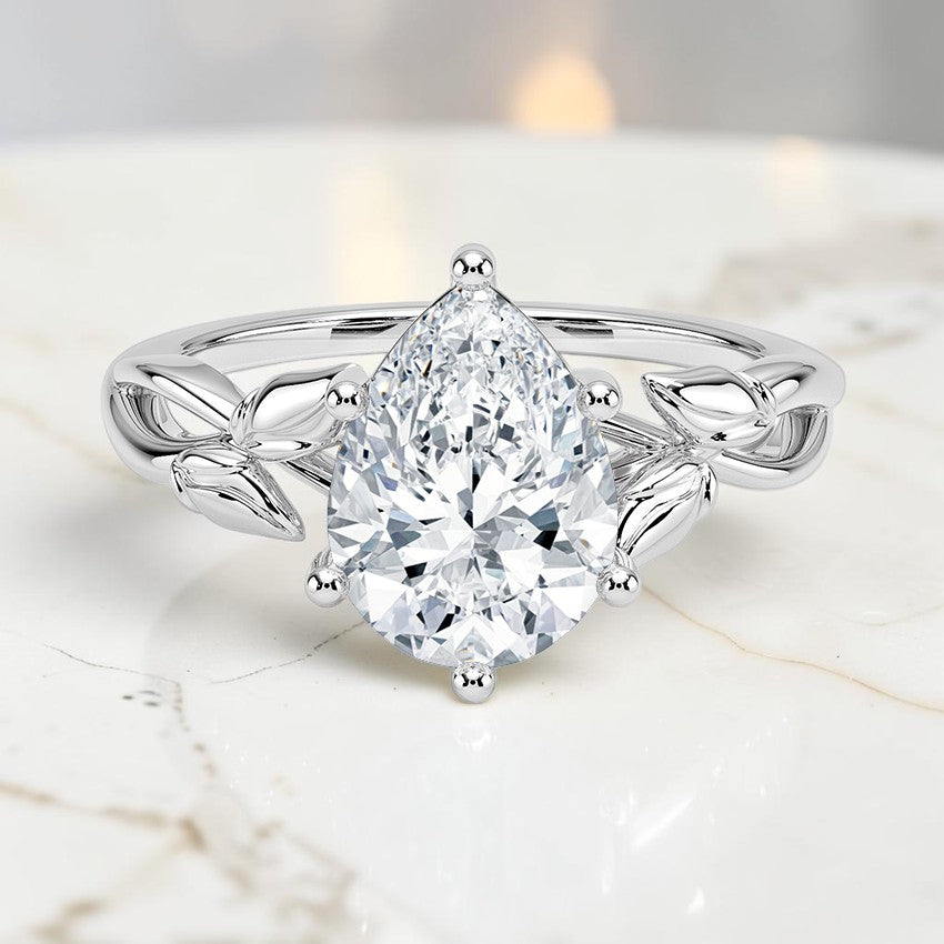 Budding Florence Solitaire Ring in 14K White Gold