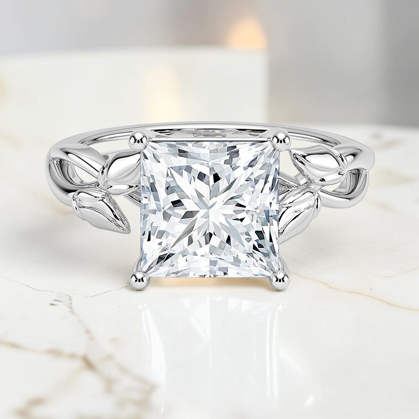 Budding Florence Solitaire Ring in 14K White Gold