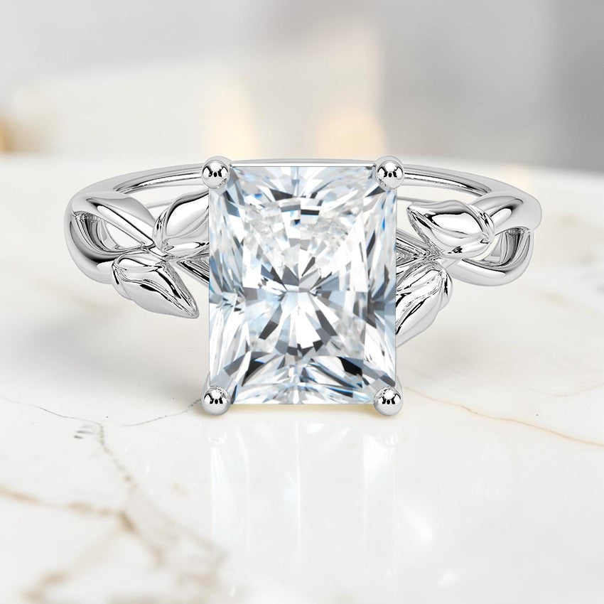 Budding Florence Solitaire Ring in 14K White Gold
