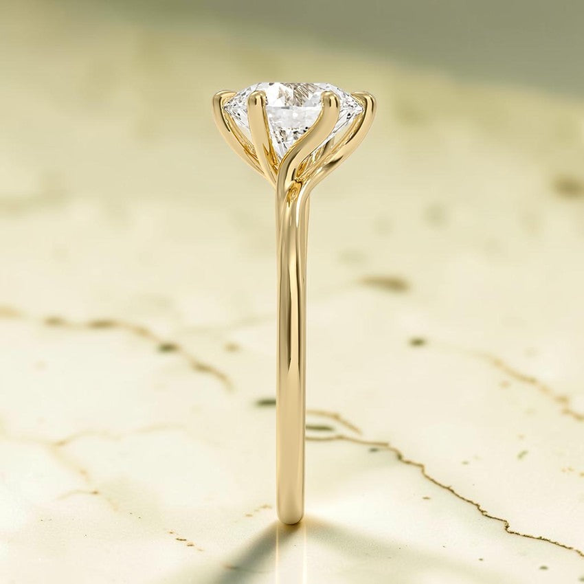 Evangeline Twist Solitaire Ring in 14K Yellow Gold