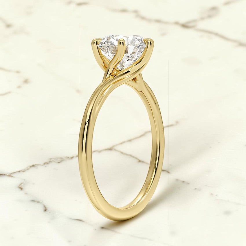 Evangeline Twist Solitaire Ring in 14K Yellow Gold