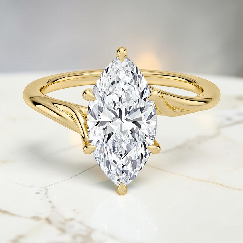 Evangeline Twist Solitaire Ring in 14K Yellow Gold