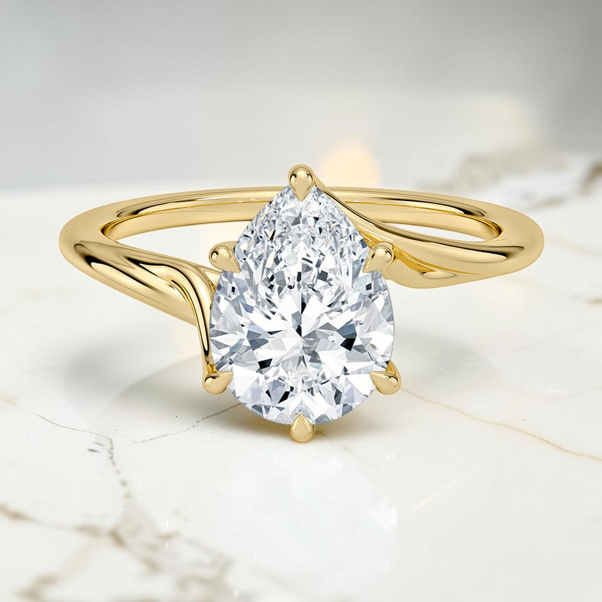 Evangeline Twist Solitaire Ring in 14K Yellow Gold