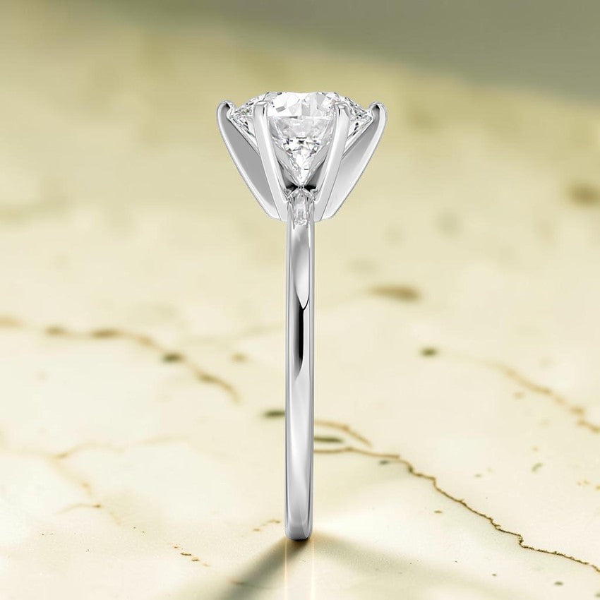 Six-Prong Petite Comfort Fit 1.5mm Solitaire Ring in 14K White Gold