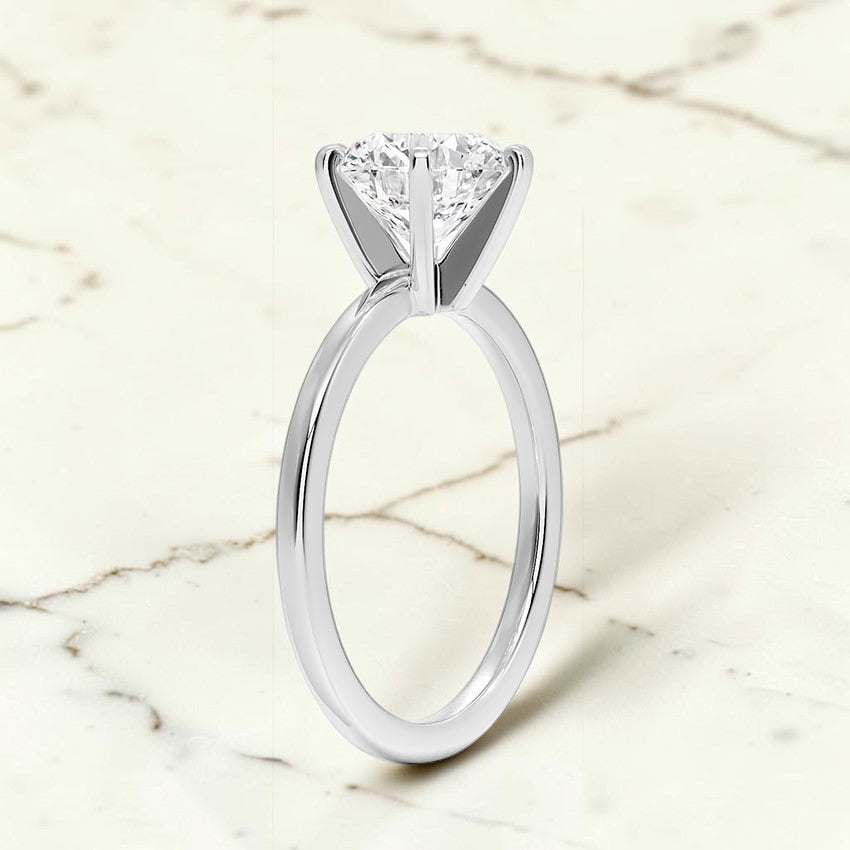Six-Prong Petite Comfort Fit 1.5mm Solitaire Ring in 14K White Gold