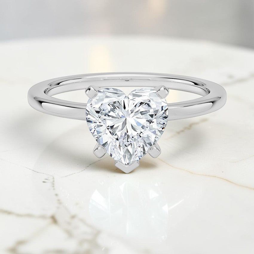 Six-Prong Petite Comfort Fit 1.5mm Solitaire Ring in 14K White Gold