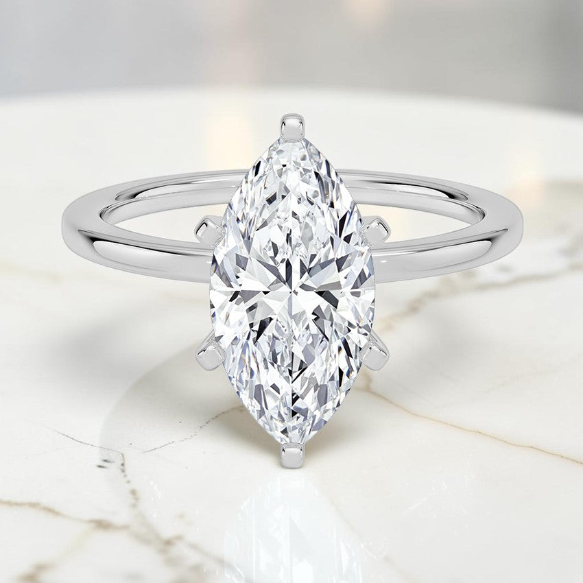 Six-Prong Petite Comfort Fit 1.5mm Solitaire Ring in 14K White Gold
