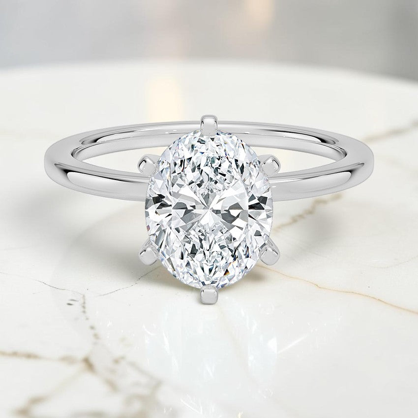 Six-Prong Petite Comfort Fit 1.5mm Solitaire Ring in 14K White Gold