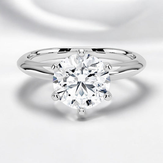 Classic Six-Prong Solitaire Lab Grown Diamond Engagement Ring - A Marriage of Simplicity and Beauty