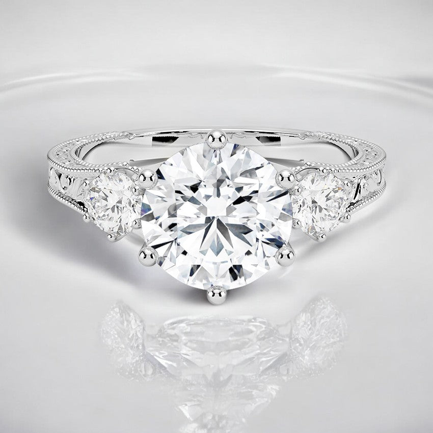 Three Stone Lab Grown Diamond Engagement Ring