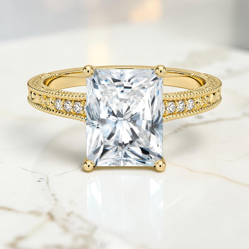 Marlowe Engraved Diamond Ring in 14K Yellow Gold