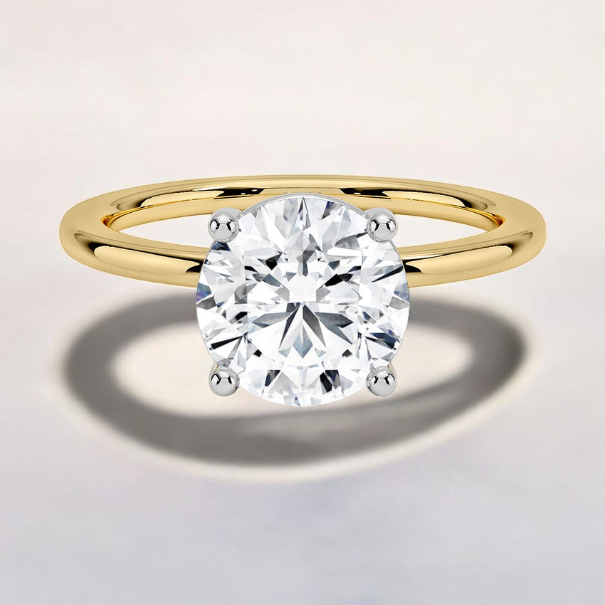 Platinum Mixed Metal Perfect Fit Solitaire Lab Grown Diamond Engagement Ring - Where Vintage Charm Meets Modern Elegance