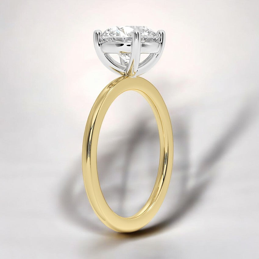 Platinum Mixed Metal Perfect Fit Solitaire Lab Grown Diamond Engagement Ring - Where Vintage Charm Meets Modern Elegance