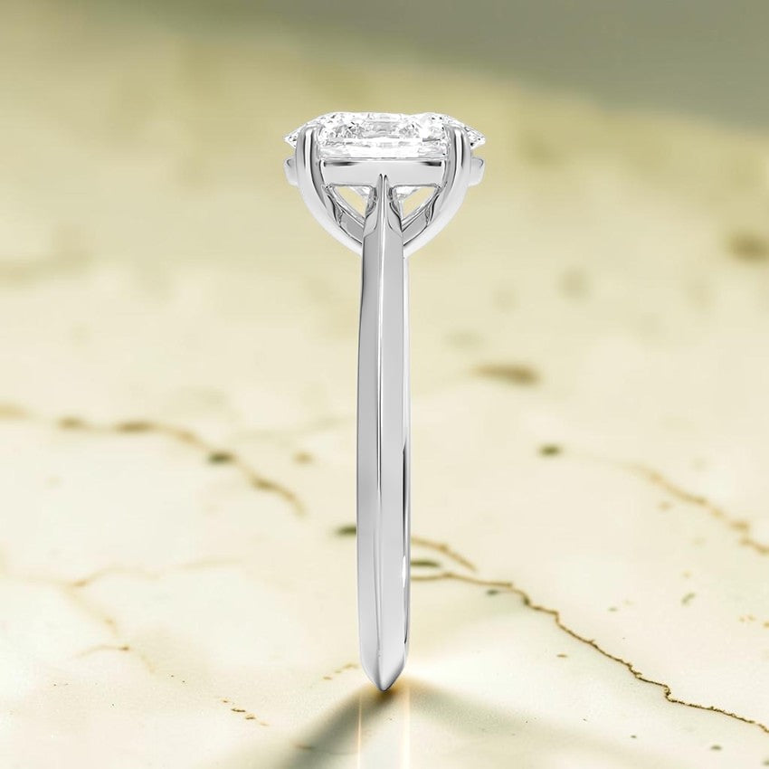 Phoebe Knife Edge Solitaire Ring in 14K White Gold
