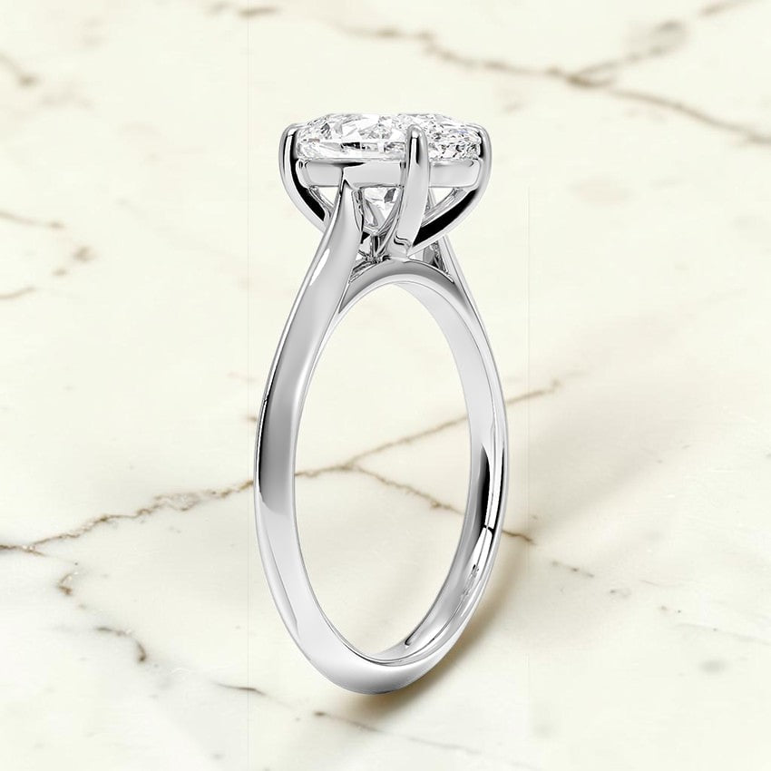 Phoebe Knife Edge Solitaire Ring in 14K White Gold