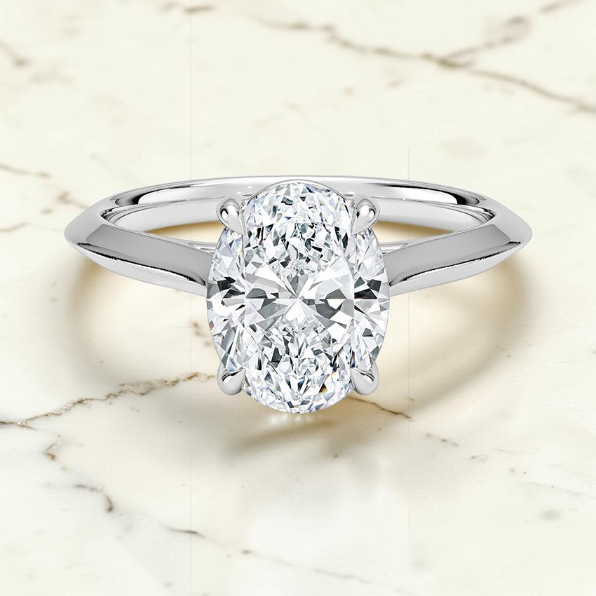 Phoebe Knife Edge Solitaire Ring in 14K White Gold