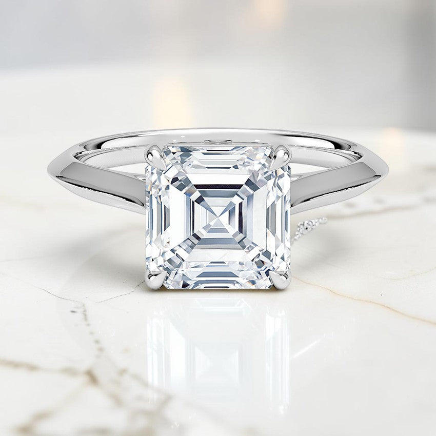 Phoebe Knife Edge Solitaire Ring in 14K White Gold