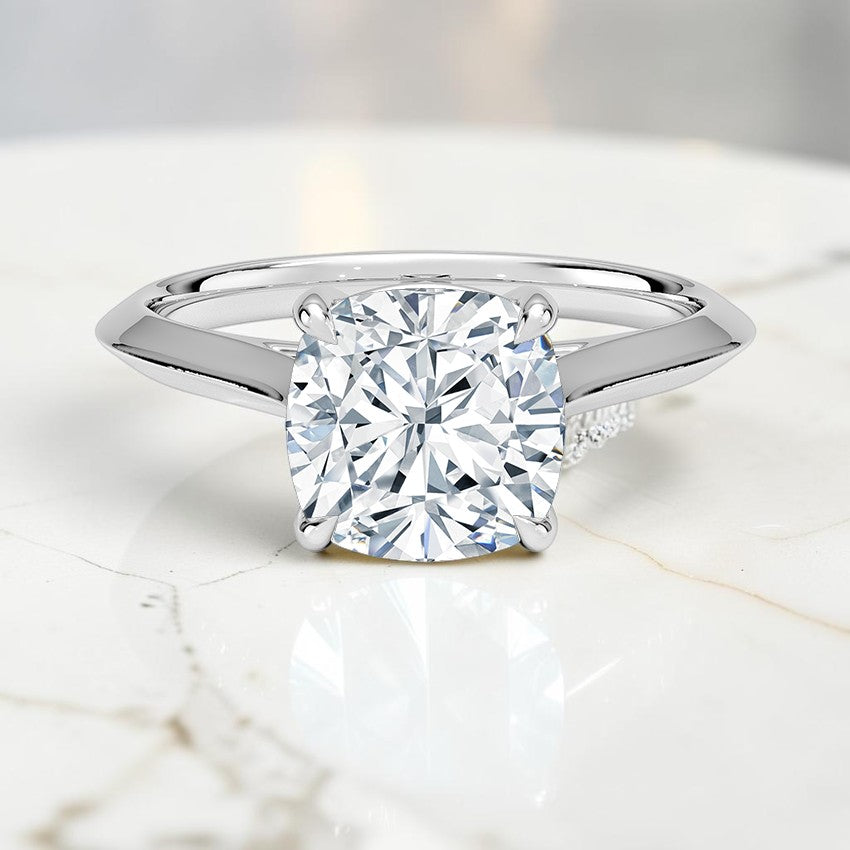 Phoebe Knife Edge Solitaire Ring in 14K White Gold