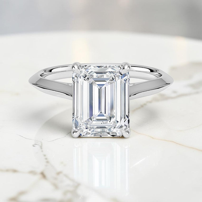Phoebe Knife Edge Solitaire Ring in 14K White Gold