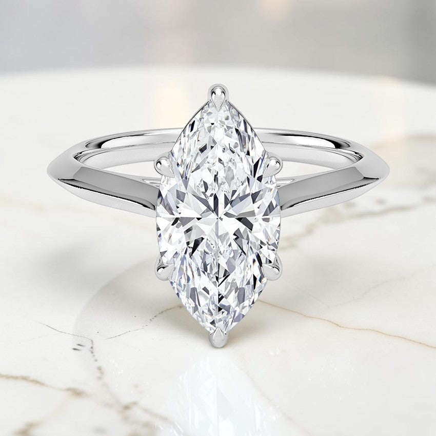 Phoebe Knife Edge Solitaire Ring in 14K White Gold