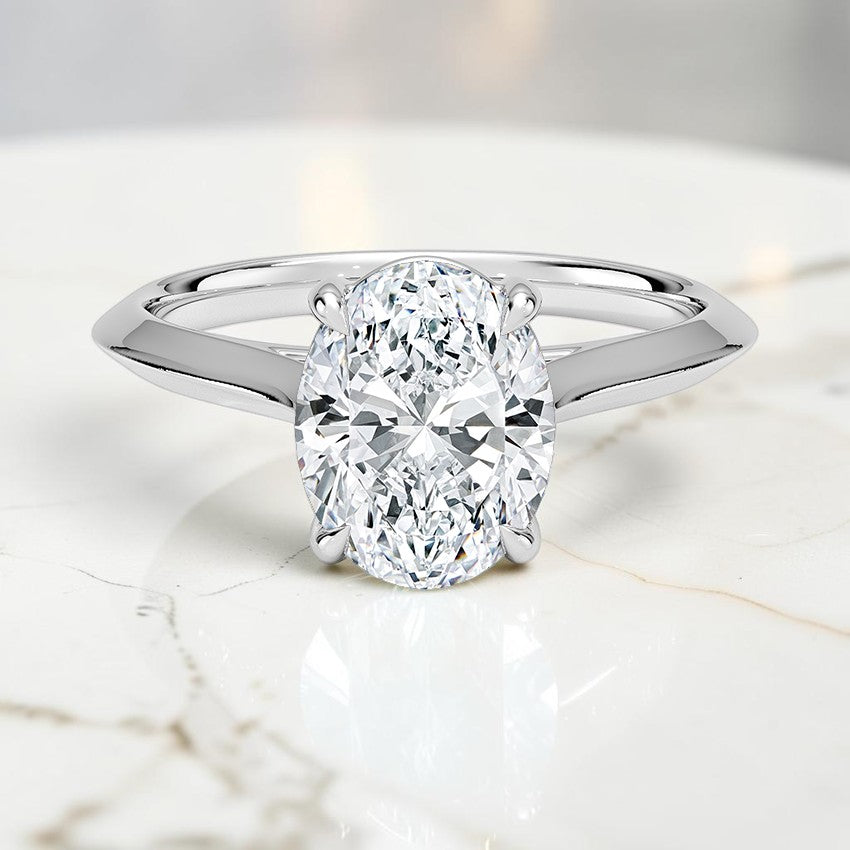 Phoebe Knife Edge Solitaire Ring in 14K White Gold