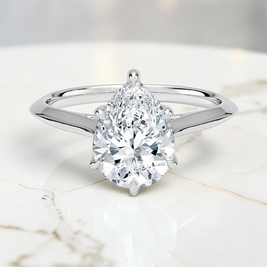 Phoebe Knife Edge Solitaire Ring in 14K White Gold