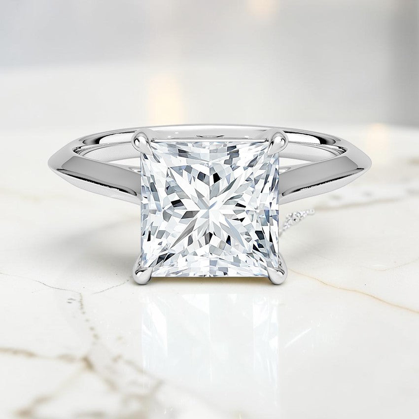 Phoebe Knife Edge Solitaire Ring in 14K White Gold