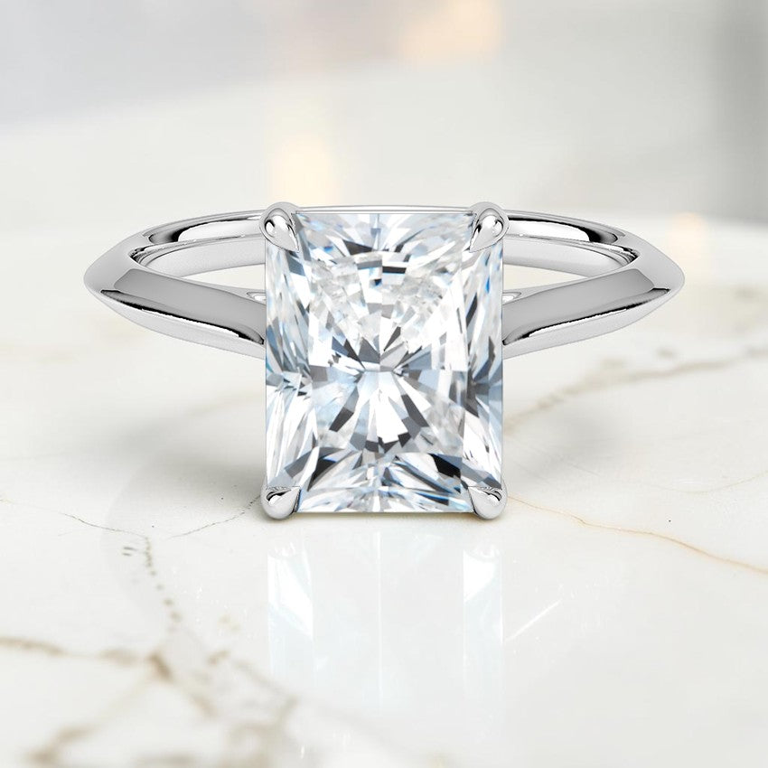 Phoebe Knife Edge Solitaire Ring in 14K White Gold