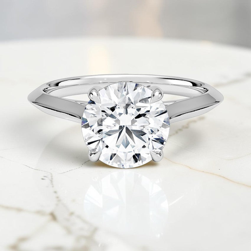 Phoebe Knife Edge Solitaire Ring in 14K White Gold