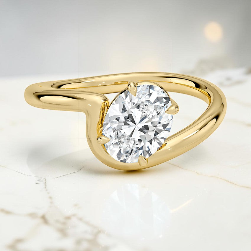 Zephyr Solitaire Ring in 14K Yellow Gold