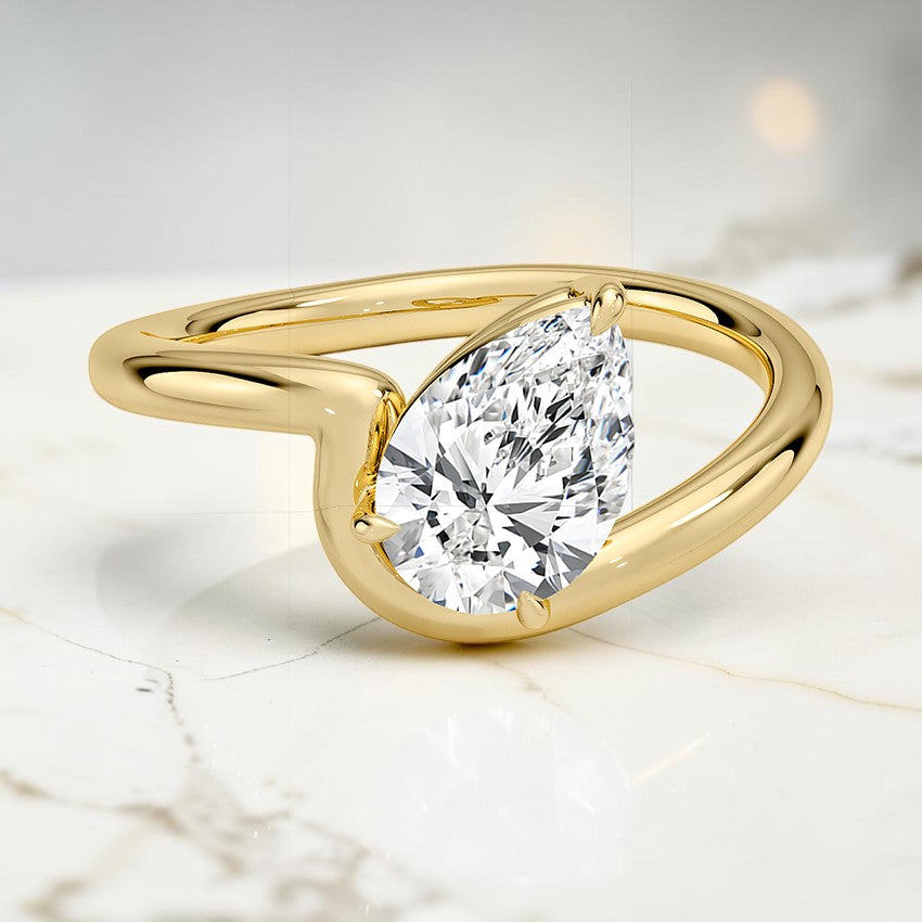 Zephyr Solitaire Ring in 14K Yellow Gold