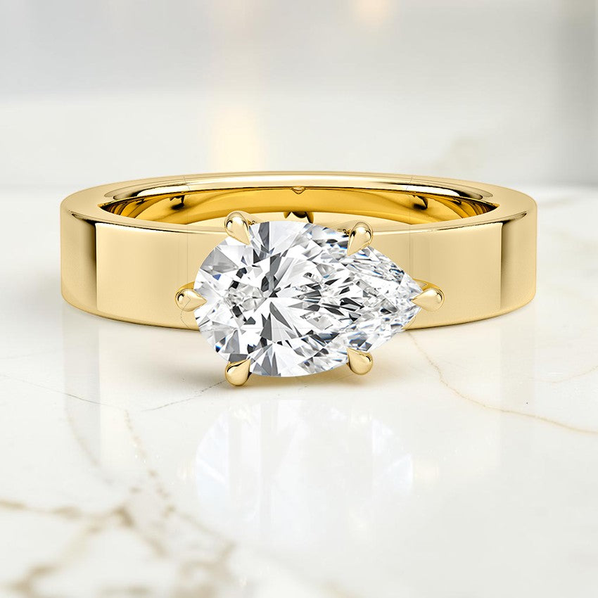 Paige East-West Solitaire Ring in 14K Yellow Gold