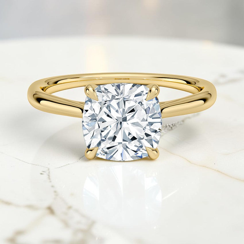 Calypso Cathedral Solitaire Ring in 14K Yellow Gold