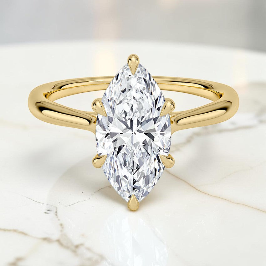 Calypso Cathedral Solitaire Ring in 14K Yellow Gold