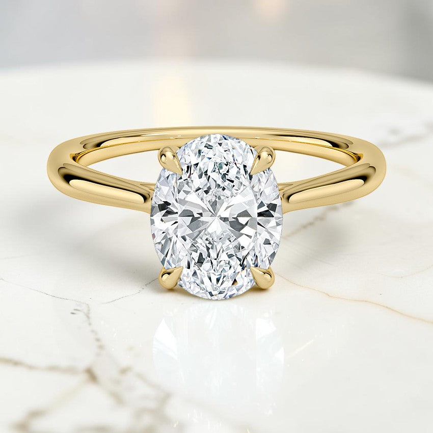Calypso Cathedral Solitaire Ring in 14K Yellow Gold