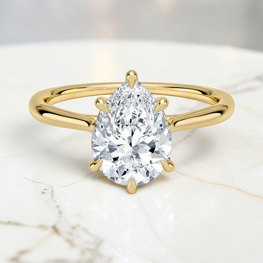 Calypso Cathedral Solitaire Ring in 14K Yellow Gold