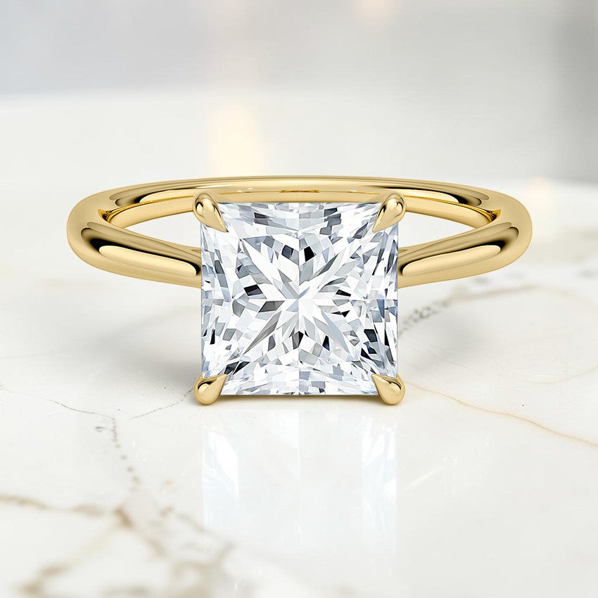Calypso Cathedral Solitaire Ring in 14K Yellow Gold