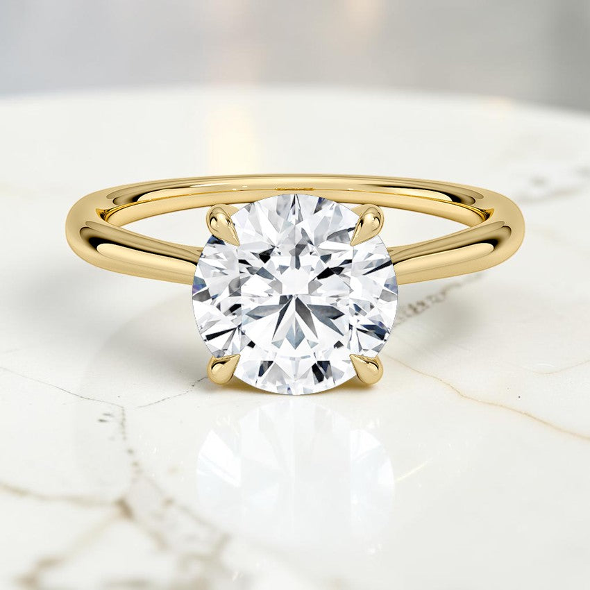 Calypso Cathedral Solitaire Ring in 14K Yellow Gold