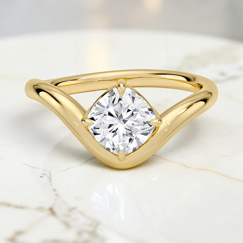 Contour Solitaire Ring in 14K Yellow Gold