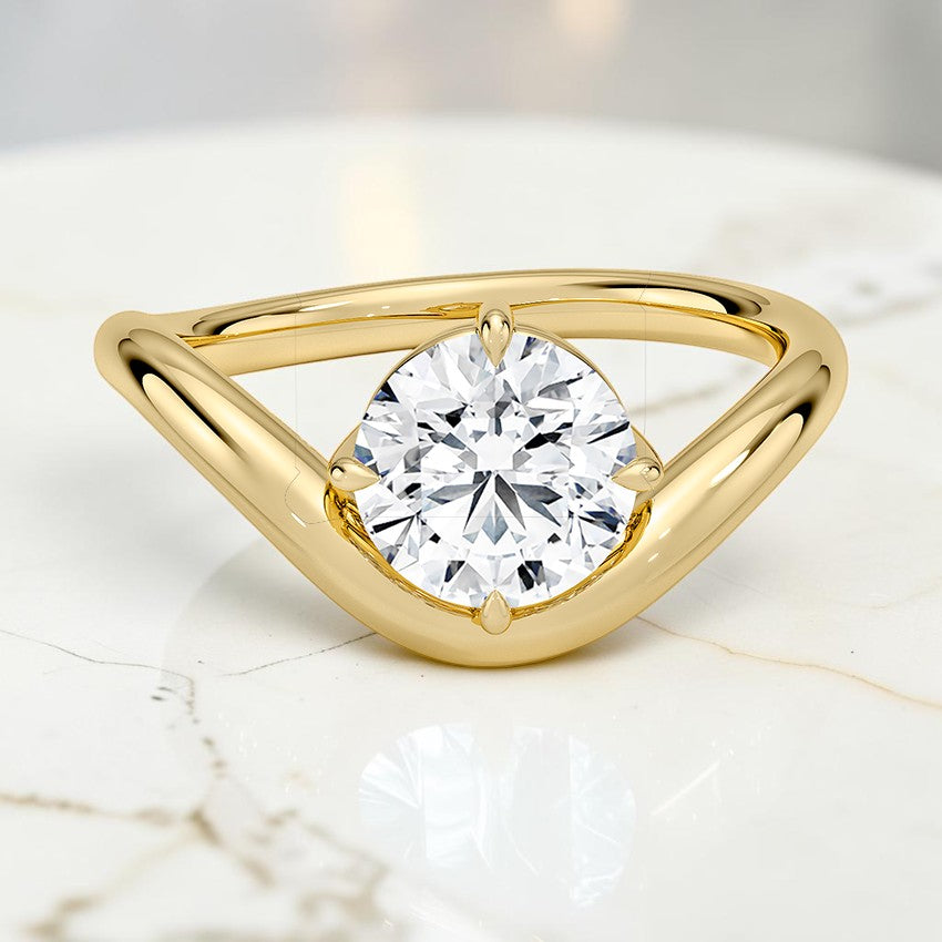 Contour Solitaire Ring in 14K Yellow Gold