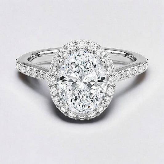 Halo Lab Grown Diamond Engagement Ring with Side Stones - Unmatched Brilliance and Shine