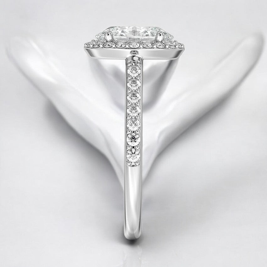 Halo Lab Grown Diamond Engagement Ring with Side Stones - Unmatched Brilliance and Shine