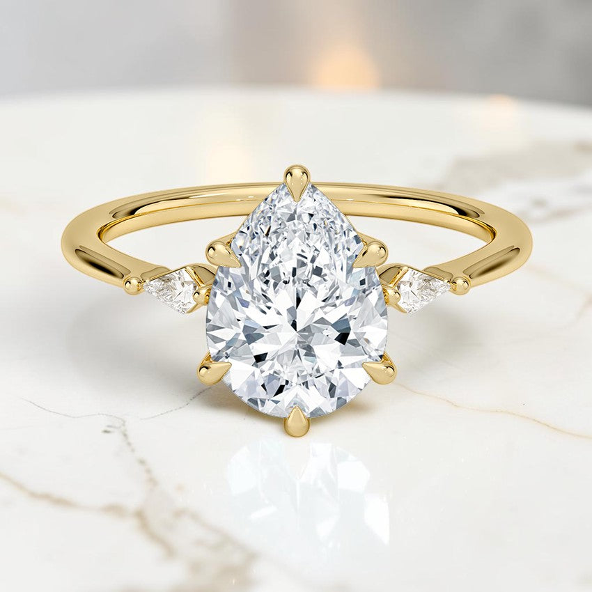 Petite Nova Three Stone Diamond Ring in 14K Yellow Gold