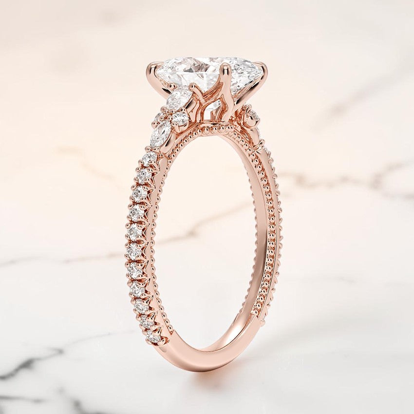 Dahlia Diamond Ring in 14K Rose Gold