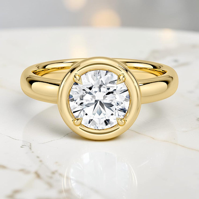 Alessia Bezel Prong Ring in 14K Yellow Gold