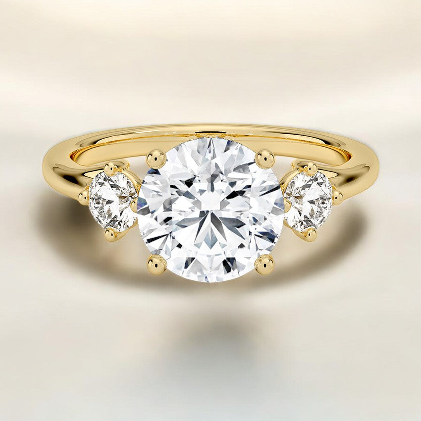 Floating Three Stone Lab Grown Diamond Engagement Ring